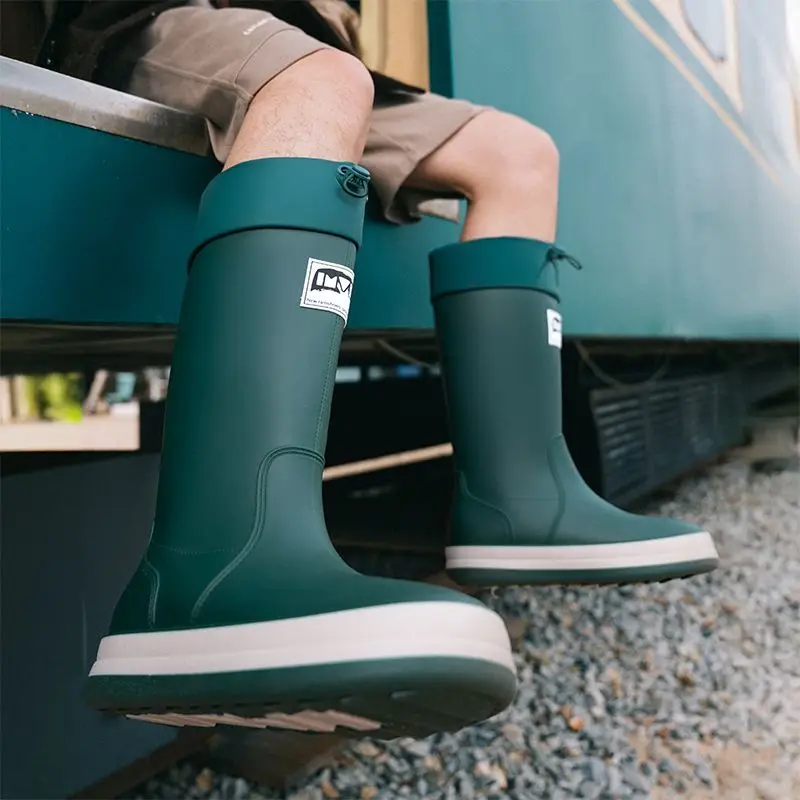 

Women's Waterproof High Ankle Rain Boots Adjustable Cuff Non-slip Hiking Shoes for Outdoor Couple's Waterproof Footwear