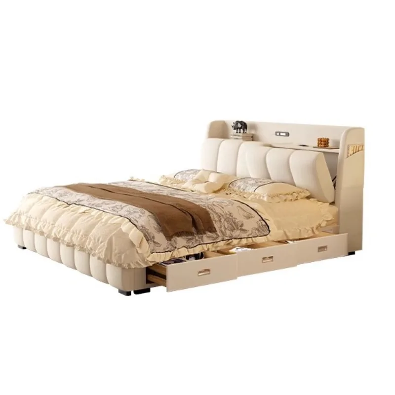 Minimalist King Bed Headboard Aesthetic Frame Storage Bed French Double Meubles De Chambre Bedroom Furniture Accessories