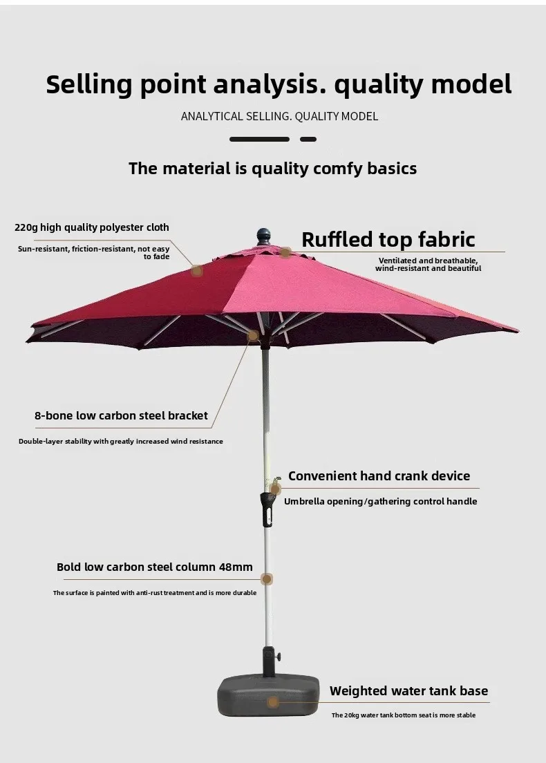 Зонт для отдыха на открытом воздухе в саду B & B, римский зонт на балконе, снаружи, кофе, магазин чая с молоком, коммерческий зонт на центральной столбе