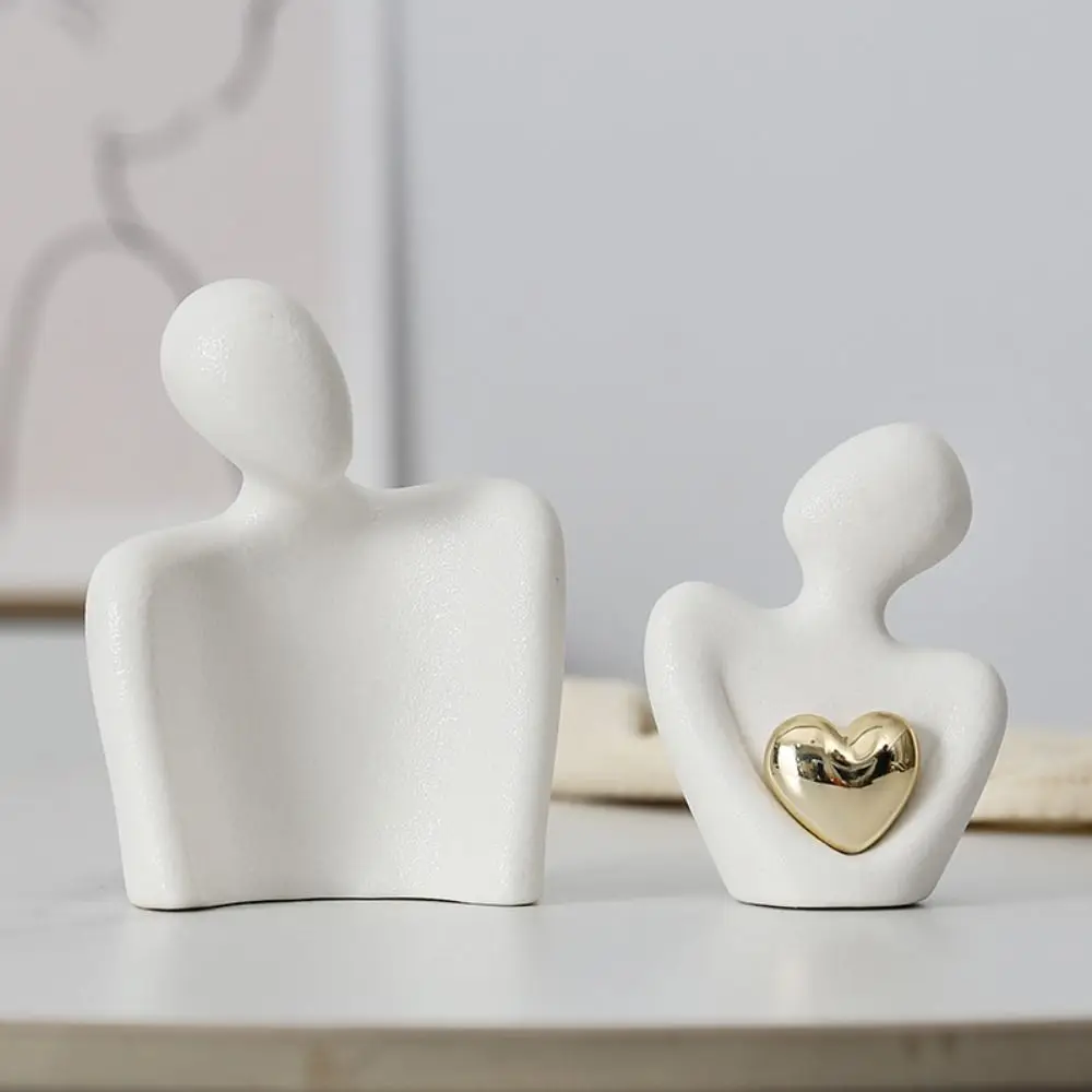 Crafts Ceramic Couples Embrace Statue Creative Abstract People Love Sculpture Waterproof Handicraft Miniatures Figurine Home