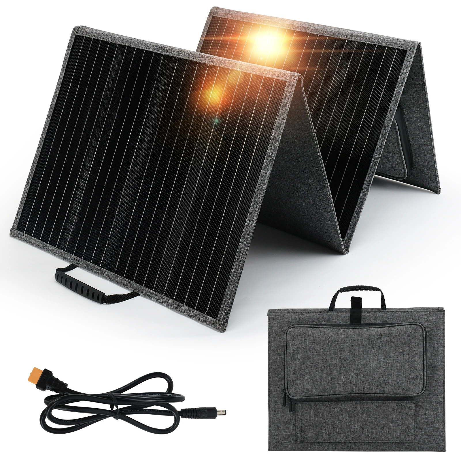 80W Portable Solar Panel Folding Bag 25V 3 7A USB Type C PD60W Fast Charging, Suitable for Outdoor Camping Emergency Use