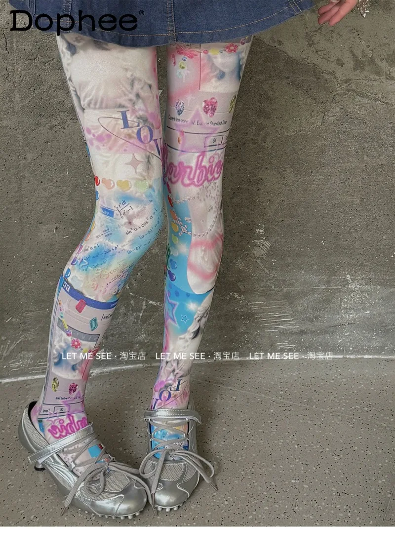 

Японские оригинальные колготки с рисунком Лолиты Y2K, колготки с принтом субкультуры Millennium, колготки для девочек