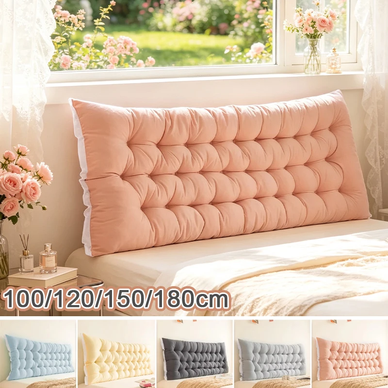 Long Bed Headboard Reading Pillow Rectangular Bed Backrest Cushion with Fixing Ties Thick Support Pillow for Bed Reading Relax
