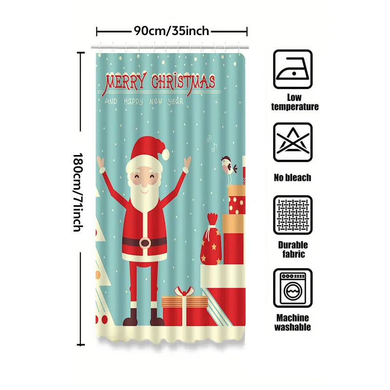 TU Tenda da doccia natalizia Decorazioni festive per le vacanze Set da bagno di buon Natale Sfondo in tessuto impermeabile
