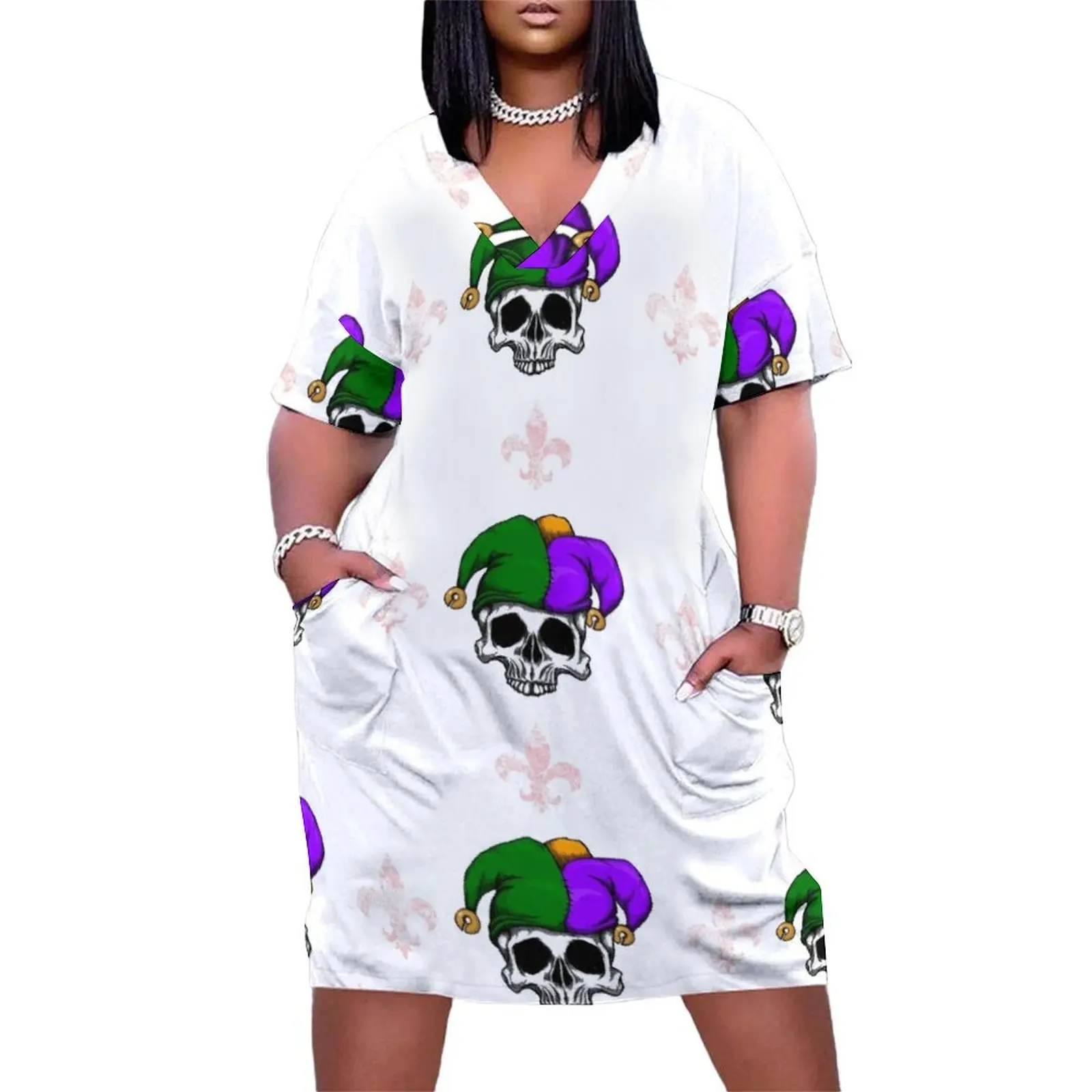 

Mardi Gras Skull Loose Pocket Dress dresses for official occasions dress summer women's summer dress 2025 fairy