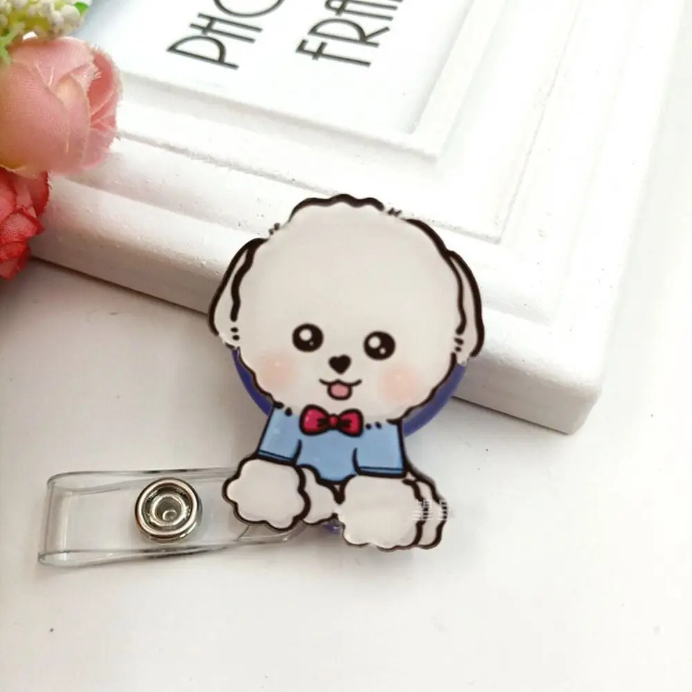 Retractable Nurse Badge Reel Cartoon Animals Name Tag Dog Badge Holder Cat Puppy ID Card Easy Pull Buckle Office School Supplies