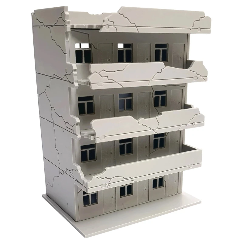 N Scale 1:144 Ruined Damaged Building Assembling Model Outland Model for DIY Sand Table Microlandscape Ornament Decors