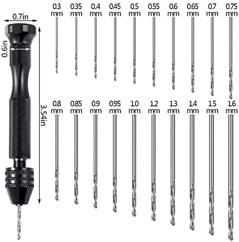 21 Miếng Pin Kềm Ê Tay Bộ Mũi Khoan Và 20 Miếng Xoắn Mini Khoan 0.3-1.6 Mm Cho DIY gỗ Đất Sét Nhựa Đúc Khuôn Trang Sức
