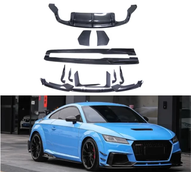 For Audi TTRS 2015 2016 2017 2018 2019 2020 Real Carbon Fiber Bumper Front Lip Air Knife Rear Diffuser Side Skirts Body Kit