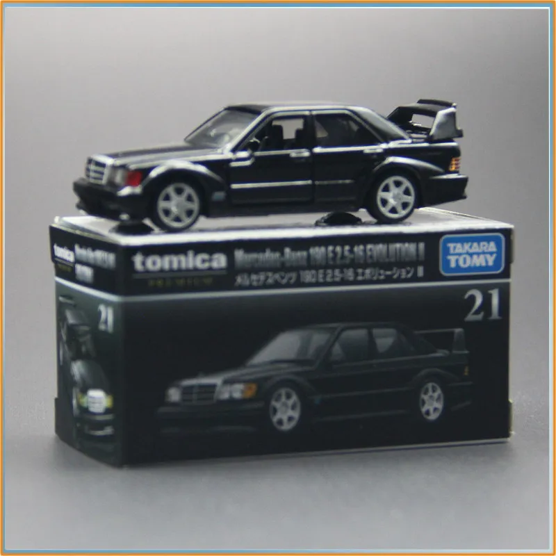 Genuine Tomica Diecast Alloy Car Model Mercedes Benz 190e Black Box Number 21 Premium Simulation Collectible Vehicle Toy Gift