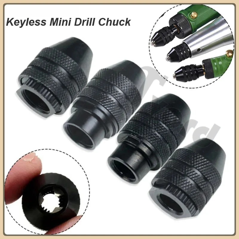 Mini Multi Keyless Drill Chuck Adapter Collet ScrewDriver 0.5-3.2mm Quick Change Cartridge on Screw DriverThree-Jaw for Dremel