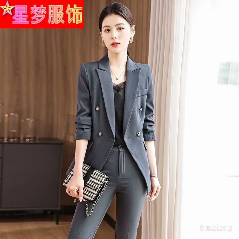 

2022 Spring, Autumn and Winter Clothing Jewelry Store White-Collar Workwear Women's Fashion Temperament Slim Hotel Front Desk Bu