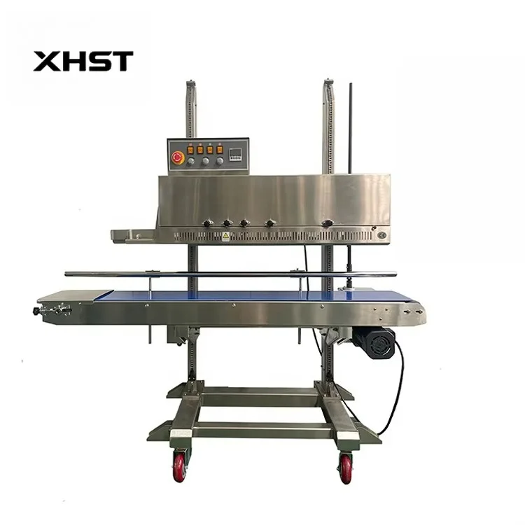 Automatic Coffee Bag/pouch/doypack Bags Nitrogen Filling Heat Sealing Vertical Continuous Band Sealer Machine with Date Printing