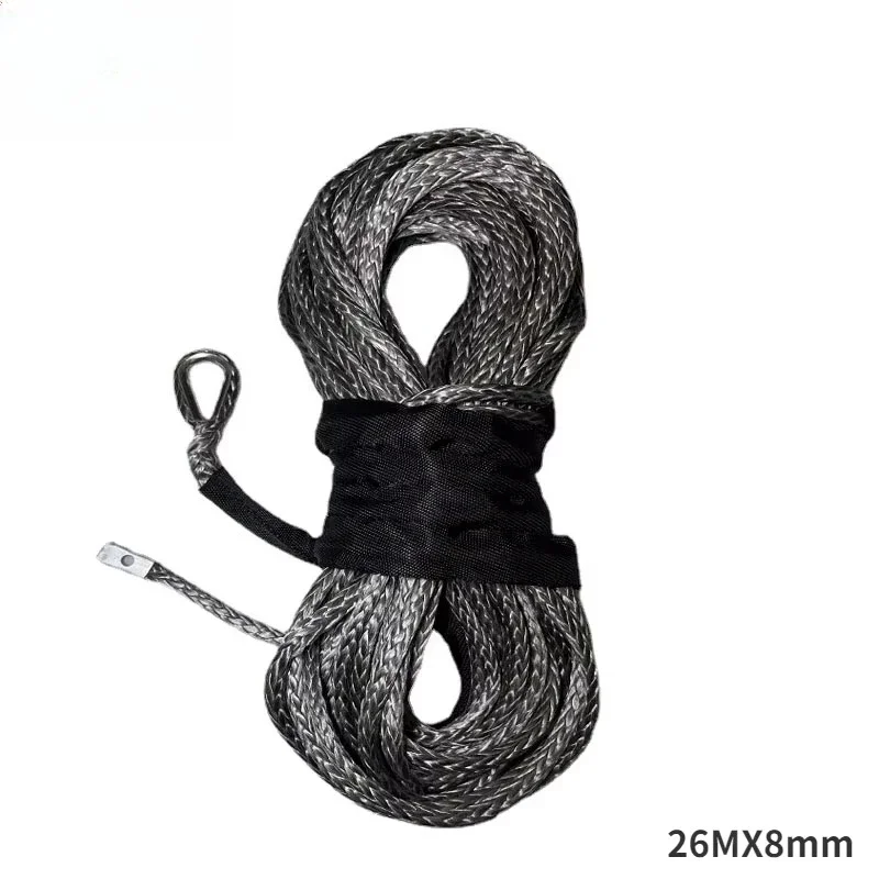 13500lbs Car Outdoor Accessories Truck Boat Emergency Replacement Synthetic Winch Rope 26mx8mm 12 Strand String Cable ATV UTV
