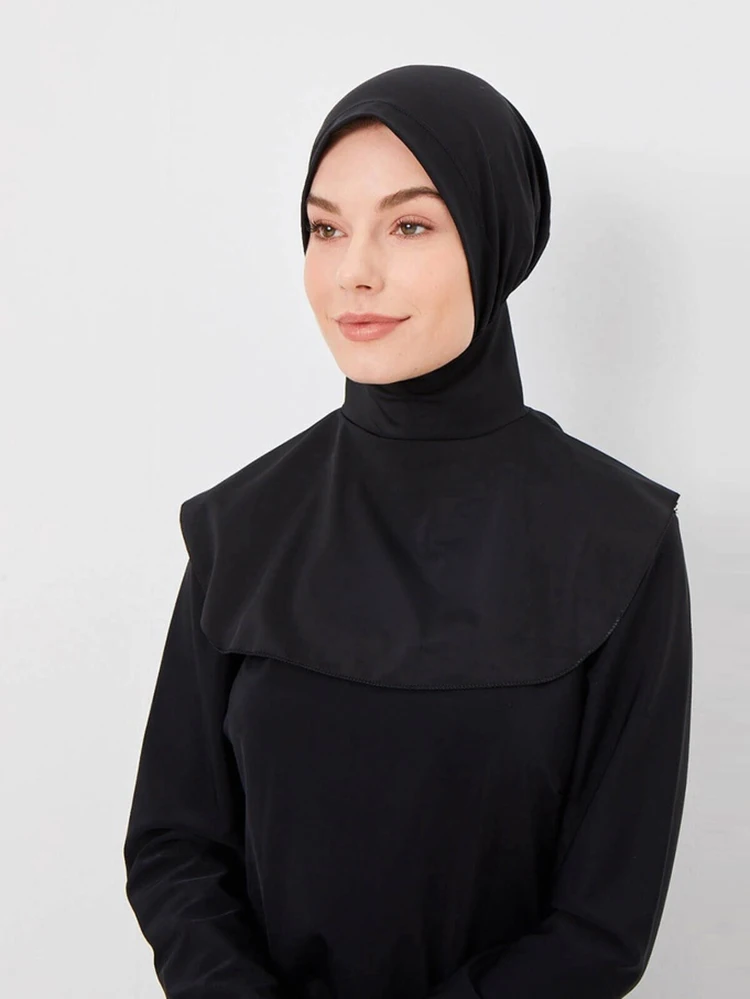 Sporty Hijab Barrel shaped Plain Muslim Instant Turban For Swim