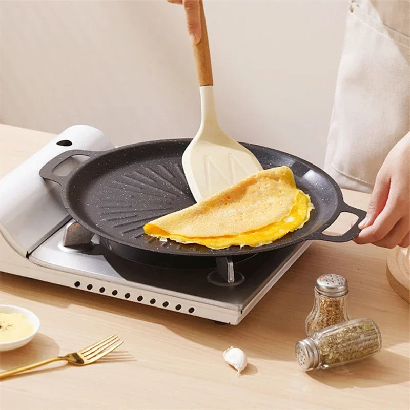 

Outdoor BBQ Grill Pan Non Stick Stovetop Baking Tray Korean Roastig Grill Plate Camping Equipment