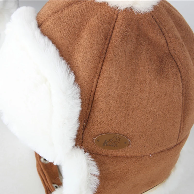 Russia Winter Kid Baby Boy Girl Hat Fur Ball Ear Thicken Warm Cap With Plush Children\'s Hat Flying Cap 1 2 3 Years