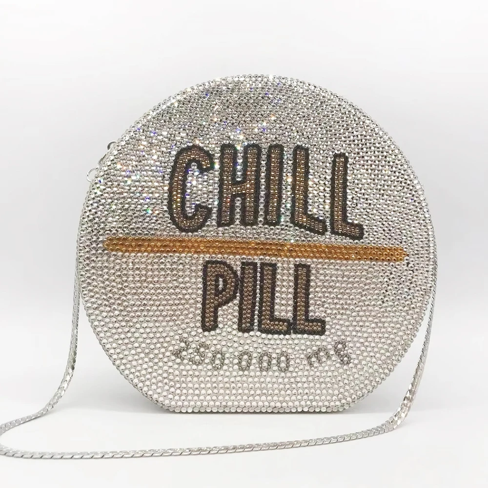 CHILL PILL Diamond Metallic Crystal Evening Clutch High-End Women's Formal Party Handbag Lady Stone Clutch Bag For Ladies Bags