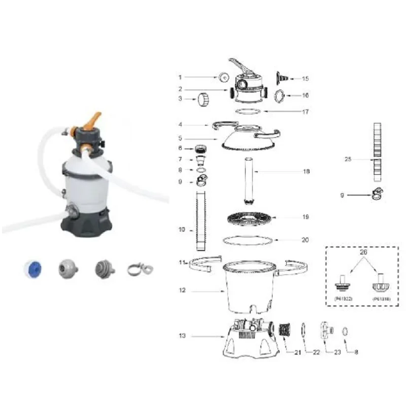 P6665Ass16 Transparent Strainer Lid for Bestvvay 800 Gal 58515,58516 Sand Pumps Original Accessory Replace Cover For Sand Pump