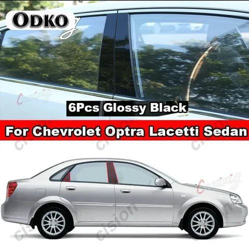 Pegatina embellecedora de fibra de carbono para puerta de coche, cubierta de poste de Pilar, Columna B C, 6 piezas, color negro, para Chevrolet Optra Lacetti Daewoo Nubira Viva