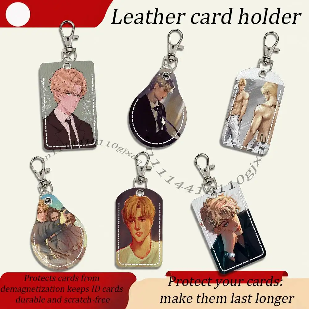 A-Aaron Warner S-Shatter Me Card Case Leather Card Holder Keychain Key Ring Transportation Card Case With Lanyard