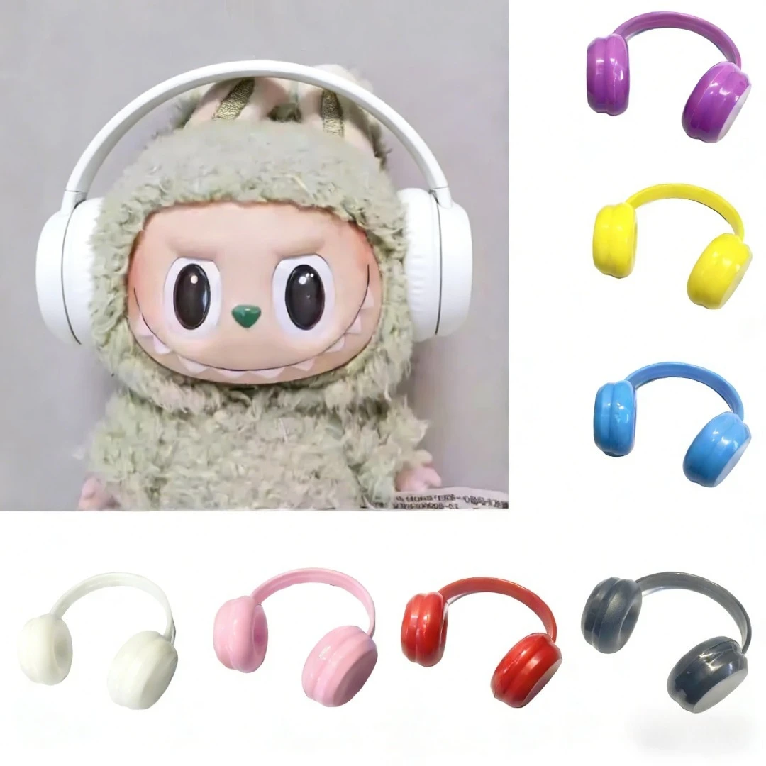 Cute 17cm Labubu doll headphone accessory, mini plastic headphone decoration, DIY fashionable doll accessory gift
