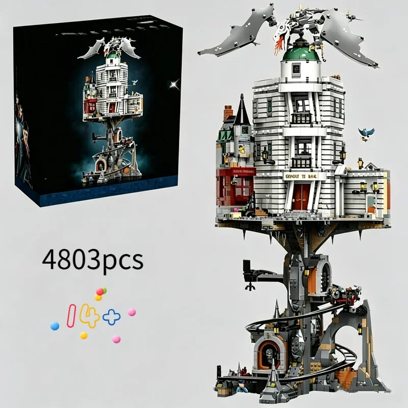 2026 New 4803pcs Wizarding Bank Collectors Edition Ironbelly Dragon Building Blocks Puzzle Model Birthday Festival Gifts