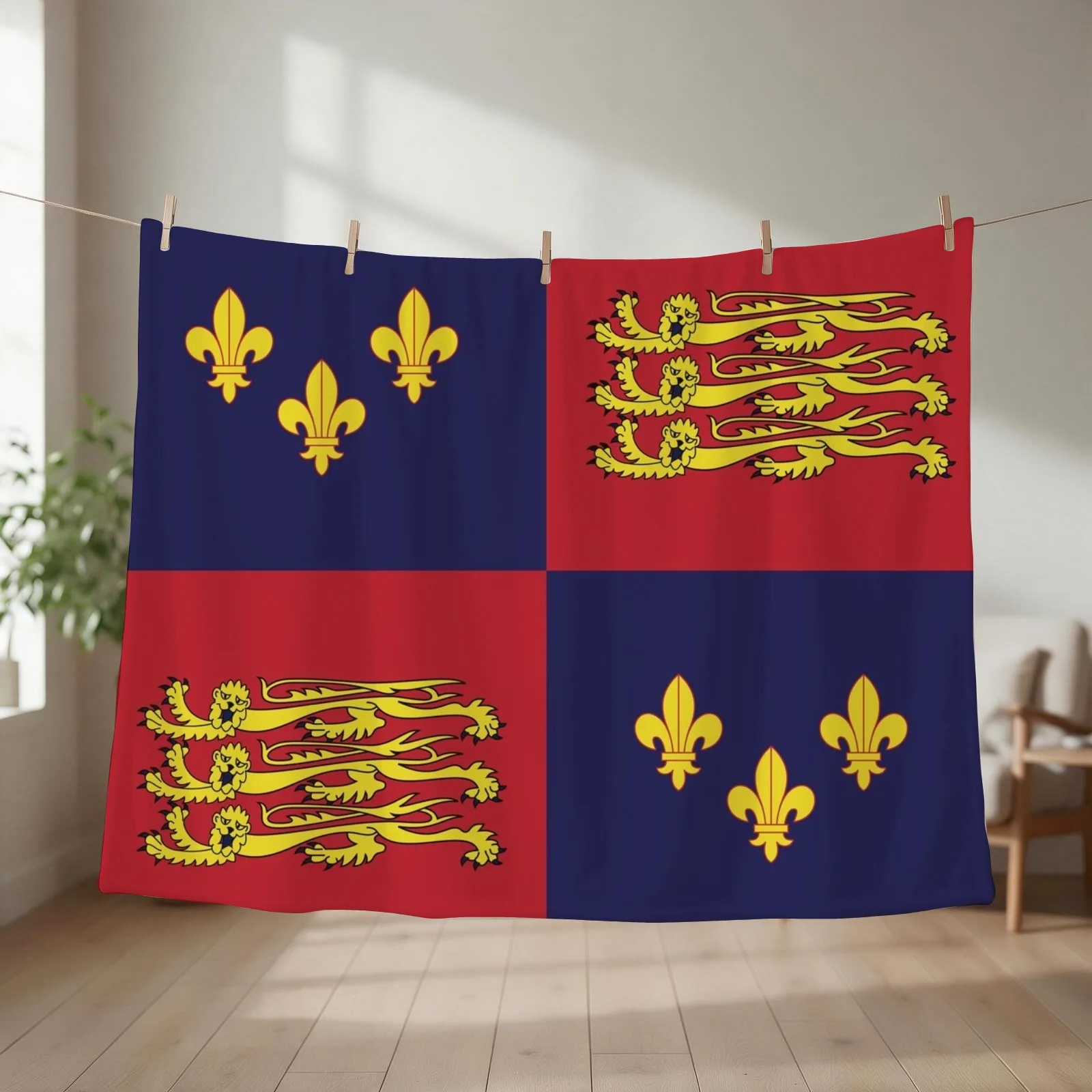 Royal Standard of England / Medieval Flag / 1406-1603 Throw Blanket Baby Soft Plaid Loose Furry Blankets