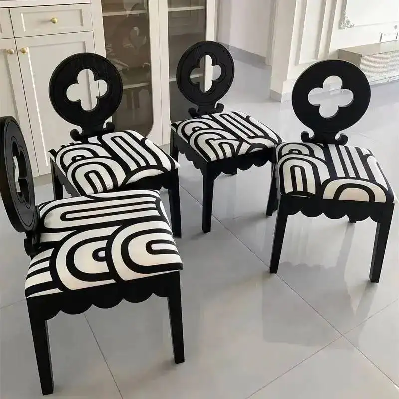 Backrest Solid Leaf Wood Dining Design Chair For Clover Restaurant Creative Nordic Four Chair Dining Room Furniture Wooden Chair