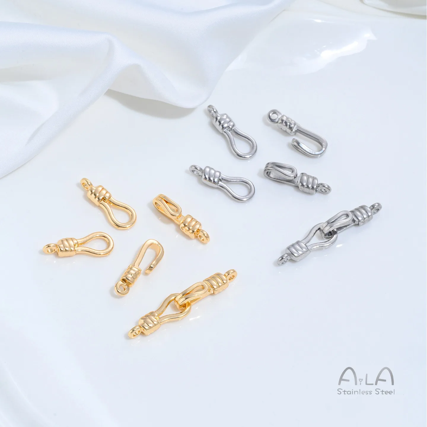 Colorfast Titanium Steel Glossy U-shaped Fish Hook Connector DIY Bracelet Necklace End Clasp