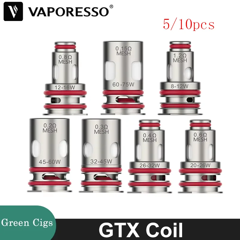 Bobinas originales Vaporesso GTX RBA 0,3/0,4/0,6/0,8ohm para PM30/PM80/PM80 SE/GEN Air 40/GEN PT80 S/GEN PT60/Luxe PM40 Kit