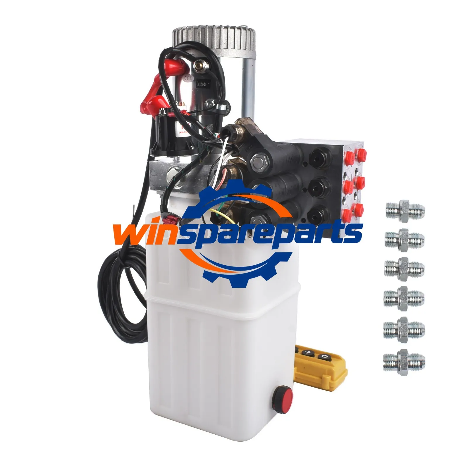 New 6 Way Double Acting Hydraulic Pump 12V DC 6 Qt Dump Trailer Power Unit SAE#6