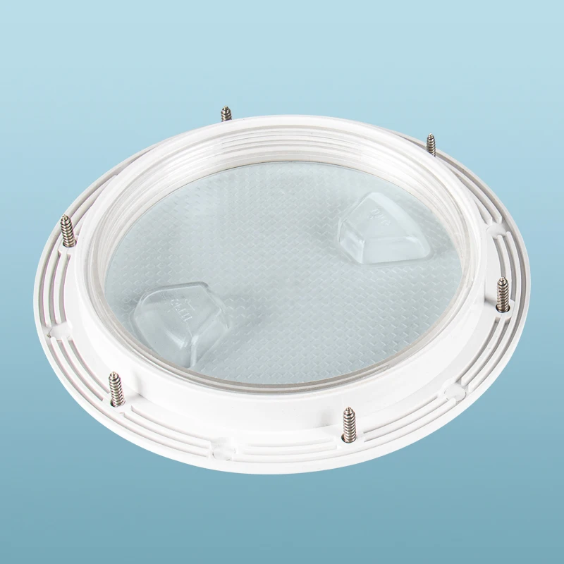 Plastic 4-6 inch white circular transparent inspection hatch deck anti-corrosion cover, used for marine yacht RV trucks