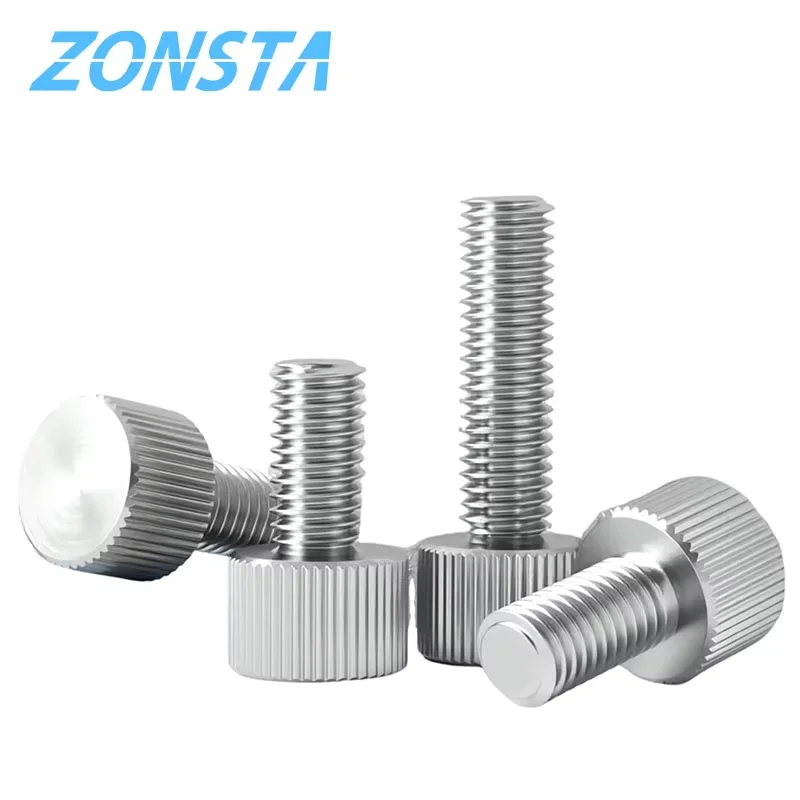 304 Stainless Steel Thumb Screws M2 M2.5 M3 M4 M5 M6 M8 Flat Round Head Knurled Head Manual Adjustment Screws Thumb Bolts