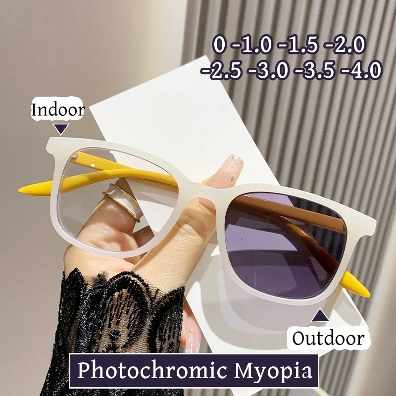 

Outdoor Changing Color Photochromic Myopia Glasses Men Women Fashion Anti-blue Light Sunglasses Unisex Retro Minus Sight Eyewear