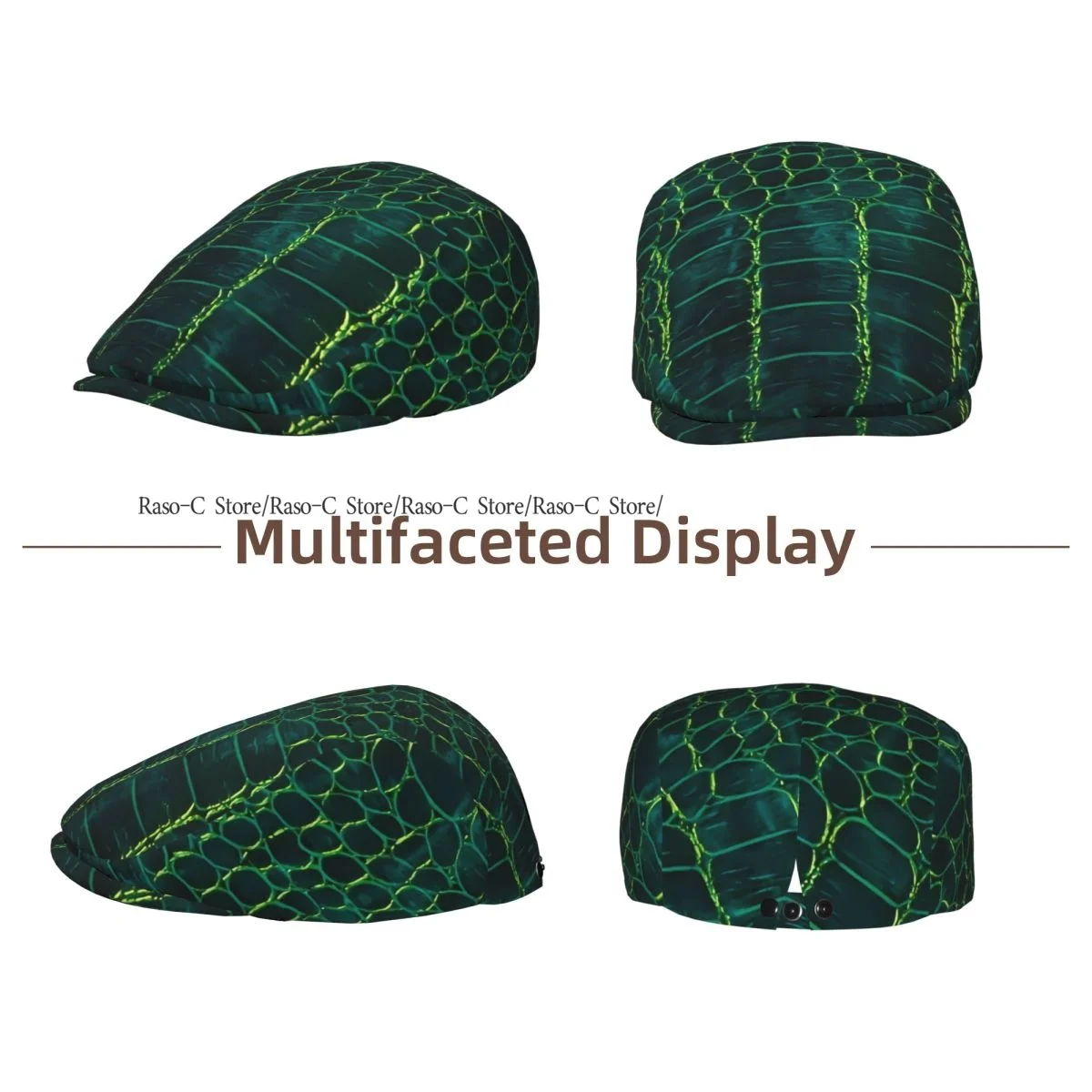 Unisex Adult Forward Peaked Cap Snake Skin Dark Pattern Newsboy Flat Cap Casual Streetwear Ivy Driving Hat
