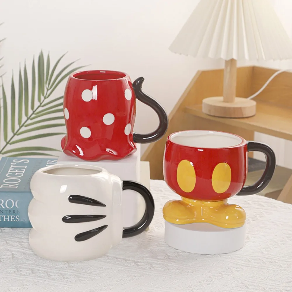 

Disney Mickey Minnie Ceramic Mugs Coffee CupsCute Gloves Skirt Pants Shape Milk Tea Cup OatmeaBreakfast Mug Kitchen Drinkware