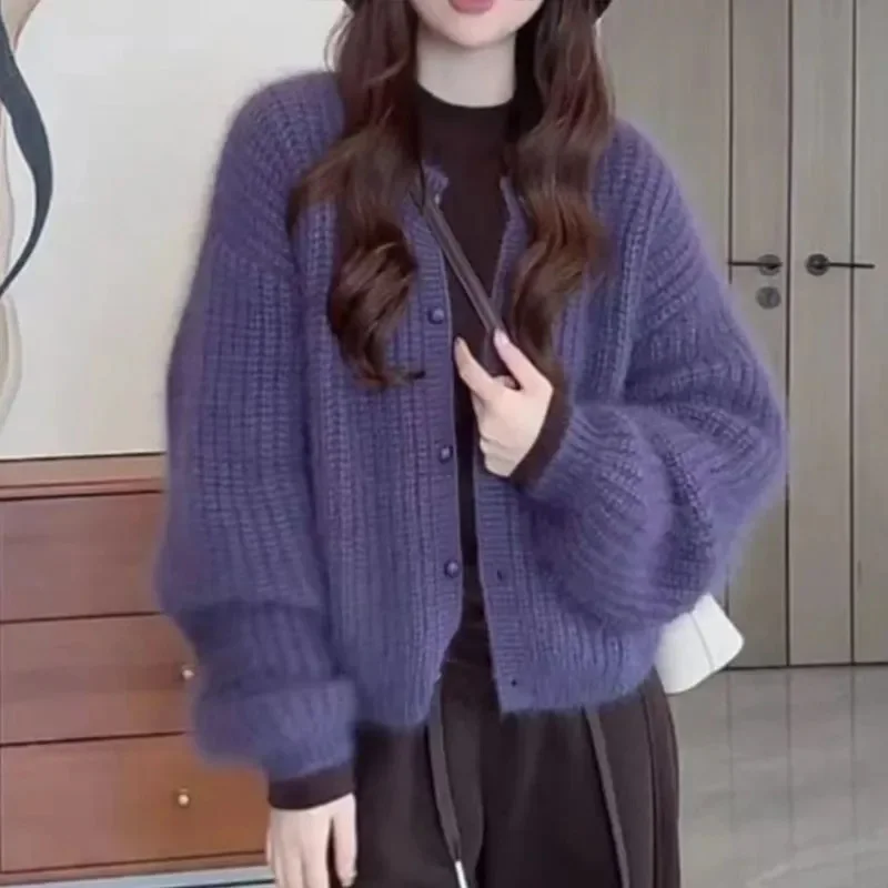 

New Autumn soft glutinous Cardigan Sweater Jacket Women Loose Knitted Sweater Short Long Sleeve Casual Sweater Female Outerwear