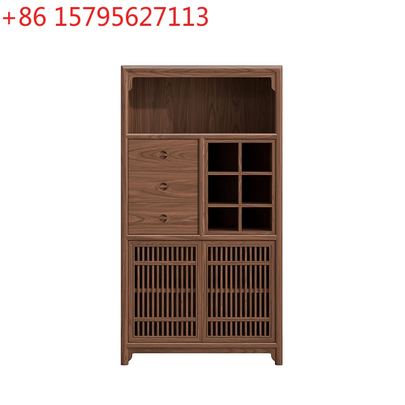 

Маленькая стойка Bogu из черного ореха, шкафчик для чайного сервиза, небольшой боковой шкаф для китайской чайной комнаты