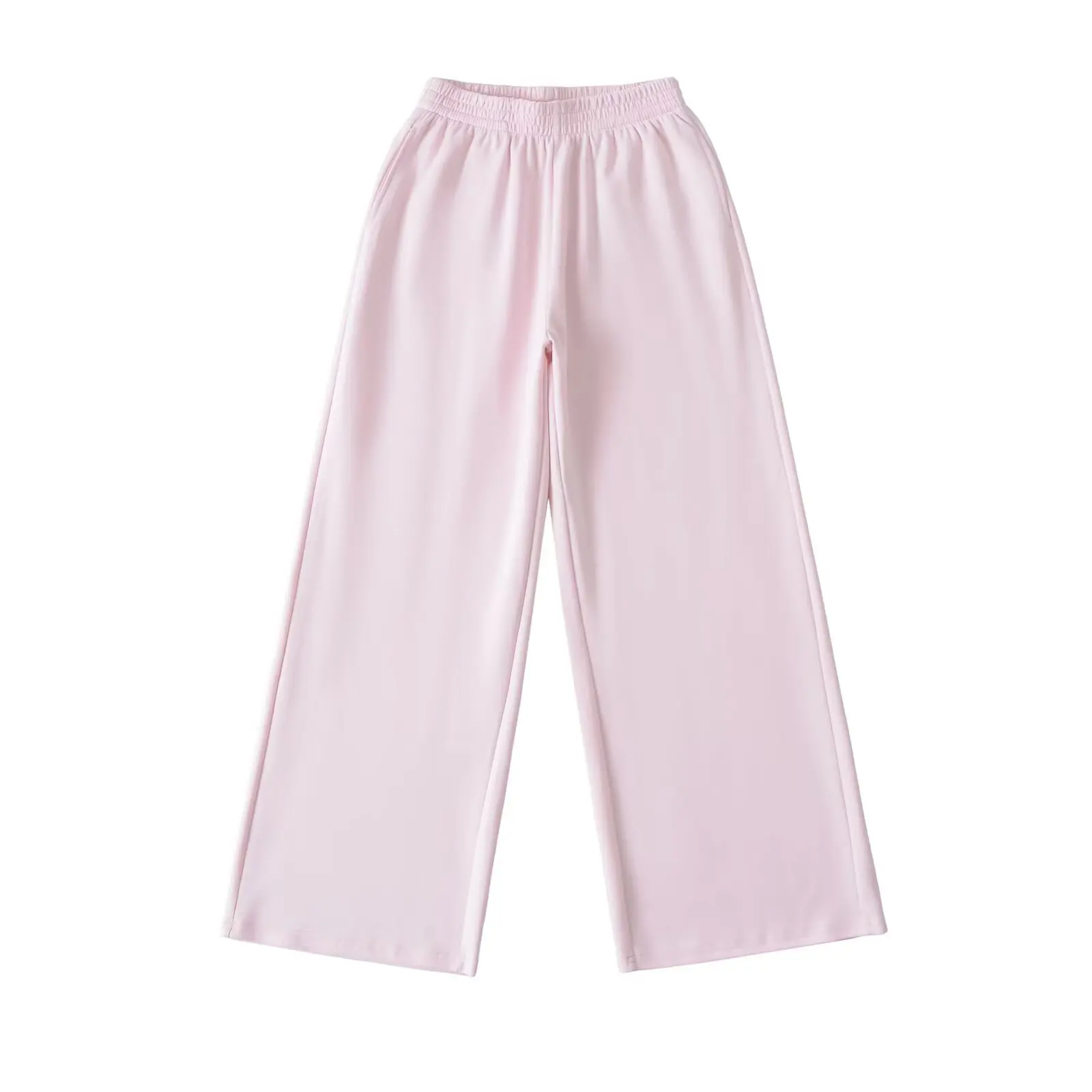 High Waist Wide Leg Pants Loose Fitting Slimming Trendy Girls Simple Casual Long Trousers Comfortable Elastic Waist Straight Cut