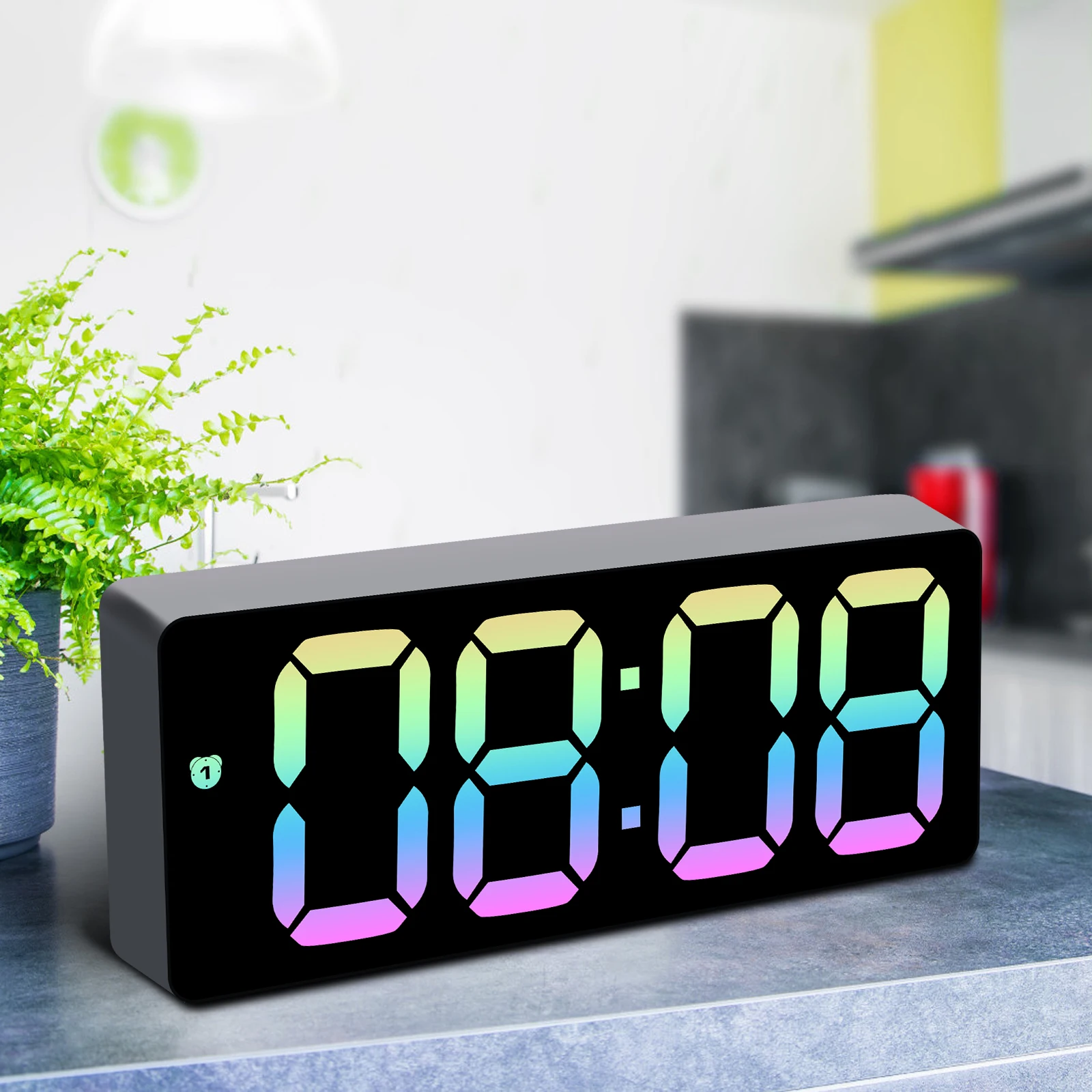 Digital Alarm Clock 3 Level Dimmable Digital Clock 2 Power Supply Alarm Clocks Desktop Clock with Temperature Display Snooze