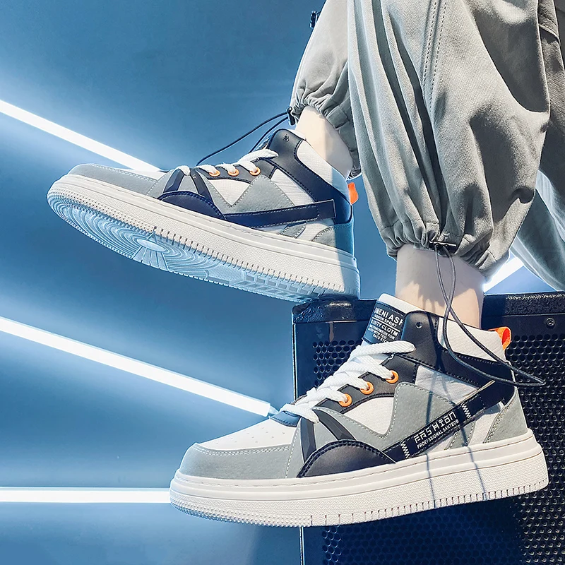 High Top Men's Shoes Spring Autumn Casual Air Force Style Korean Version Teenagers' Air  One Sport Leisure Board Shoes