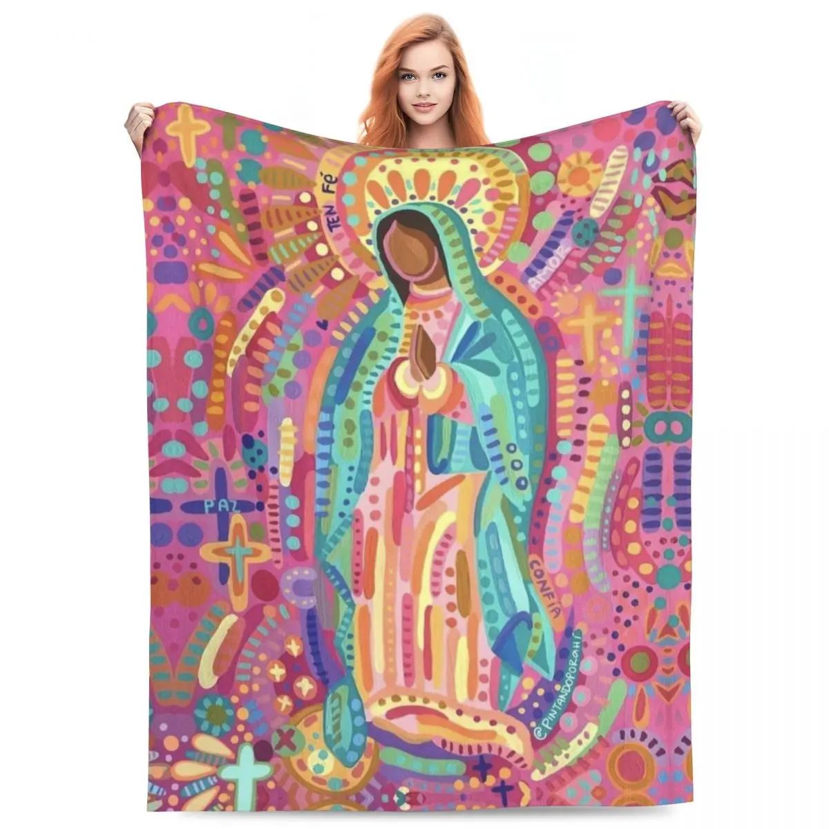 Custom Ultra-Soft Fleece Virgin Mary Throw Blanket Warm Flannel Blankets for Bed Home Couch Bedspreads