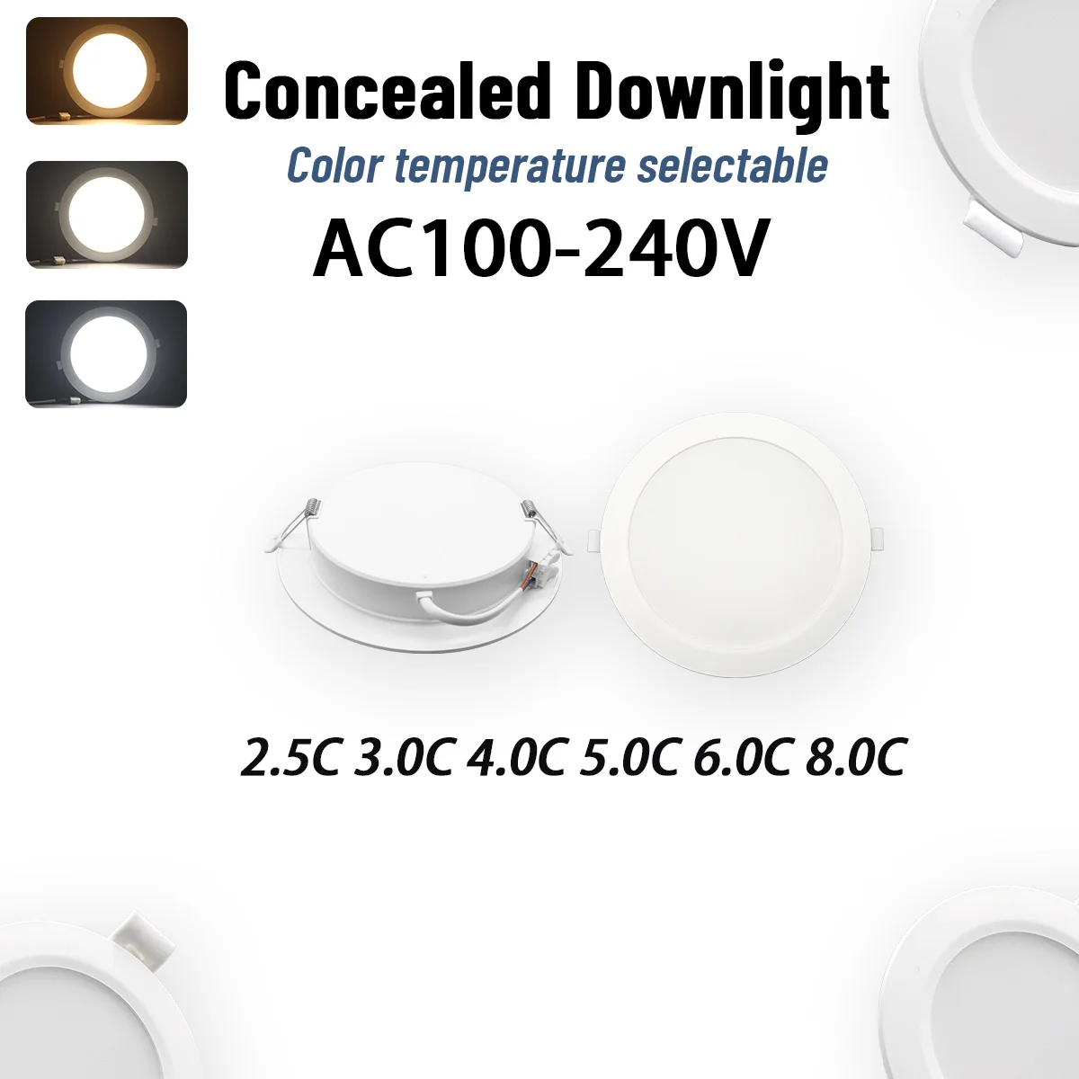 15PCS AC100-240V 6W 10W 14W 17W 20W 24W Recessed LED Downlight LED Ceiling Spot 3 colors in Downlight Light Cold Warm white Lamp