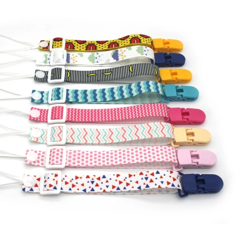 Cartoon Fixed Button Baby Pacifier Clip Chain Ribbon Dummy Soother Holder Chain Anti-drop Buckle Strap Pacifier Baby Feeding