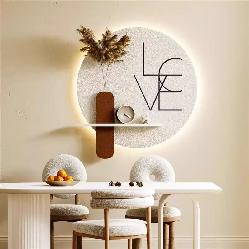 Modern Vertical Home Decor Mural Sandstone Textured LED Illuminated Panel with White Frame Vase Decorative Painting Technique