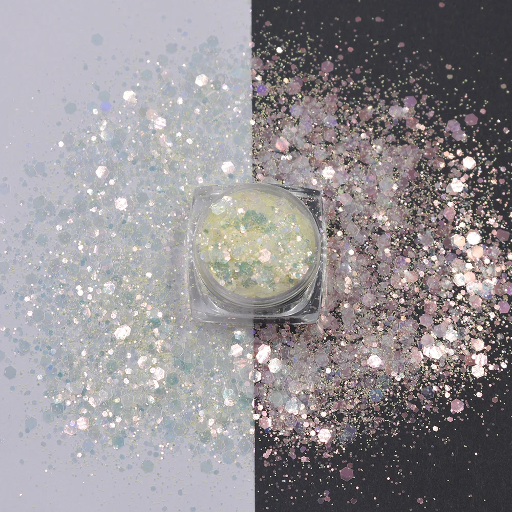 

10g/Bag Nail Decoration Glitter Mixed Size Hexagon Sequins Matte Light Color Glitter Nails DIY Sequin