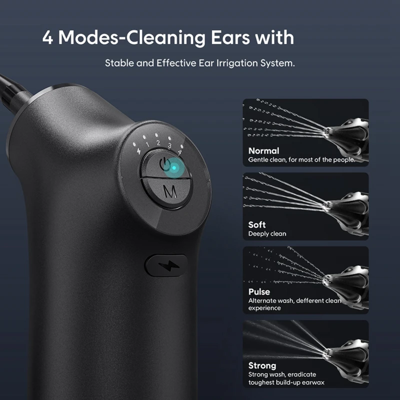 Powered Ear Cleaning Kit Ear Cleaning Kit With 4 Pressure Ear Removal Tool For Adults Black