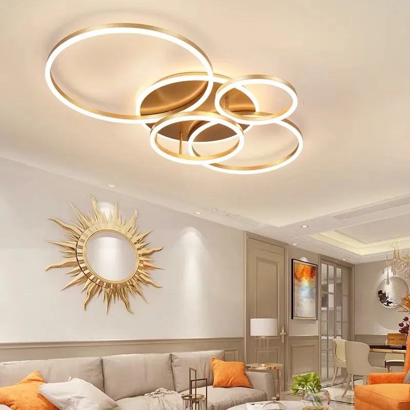 Rings Ceiling Modern LED Chandelier Lighting For Decorative Living Room Dimmable Indoor Lamps Parlor Foyer Lustres Luminaire