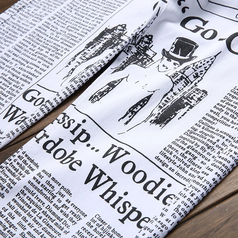 2023 New Fashion Men's Jeans Casual Hip Hop Street Style Men Denim Pants Brand Slim Tide Printing Clothing Male Trousers White